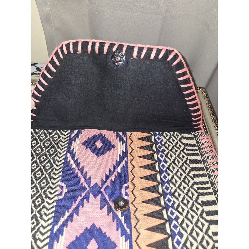 Embroidered Colorful Clutch Purse Boho Western Fun Day Out Beach Lunch Festival - Picture 3 of 4
